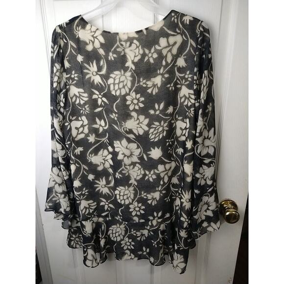 Linea Women's M Babydoll Blouse Semi Sheer Oversized Flare Sleeve - Picture 10 of 10